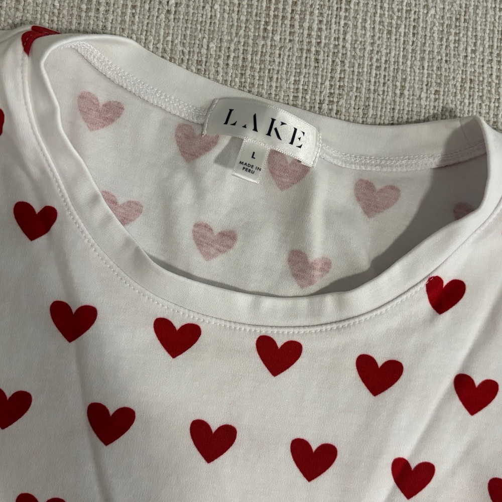 LAKE Pima Classic Red Heart Pajamas - Picture 3 of 4